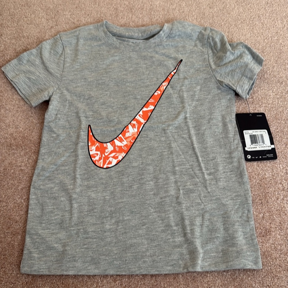 Nike Kids Gray T-Shirt with Orange Swoosh